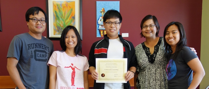 UPAA-MB, Inc. Grants Its 2013 Scholarship to Fredieson Jem Tumambing